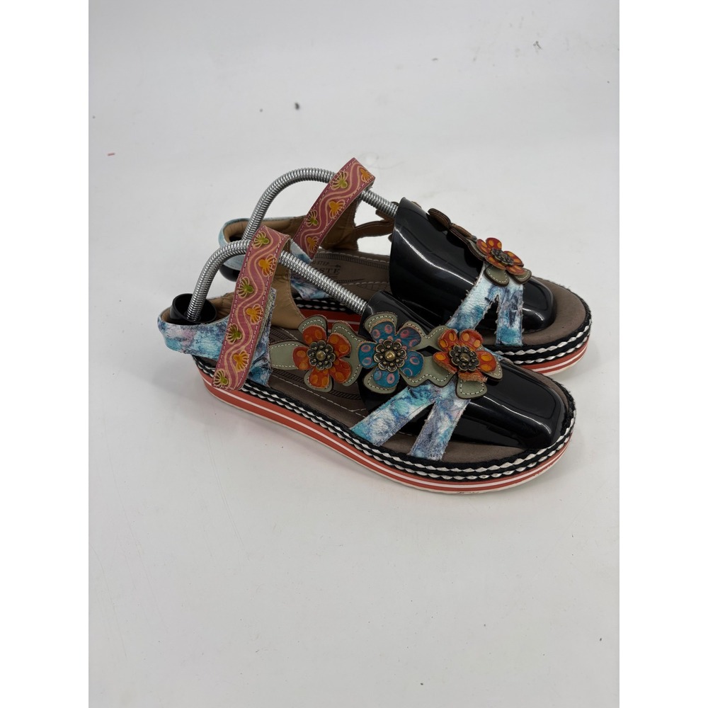 L'Artiste Spring Step Leather Floral Slingback Sandals Multi Color Womens 42 - Picture 4 of 7